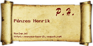 Pénzes Henrik névjegykártya