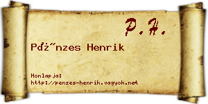 Pénzes Henrik névjegykártya